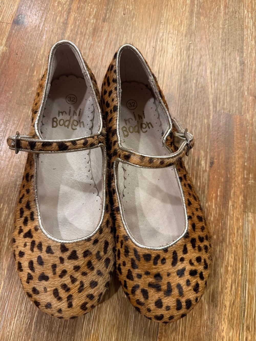 Mini Boden Girls' Leopard-Print Mary Jane Shoes - Black & Brown Spots